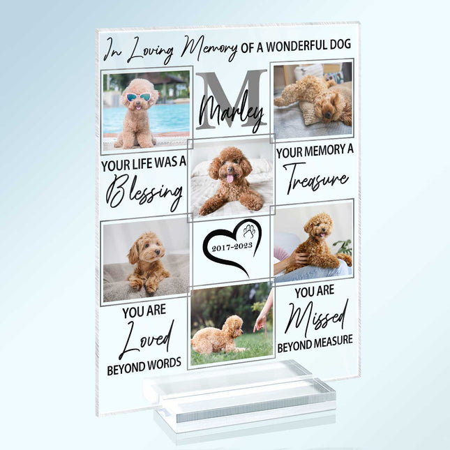 Custom Photo In Loving Memory Of A Wonderful Dog - Personalized Acrylic Plaque