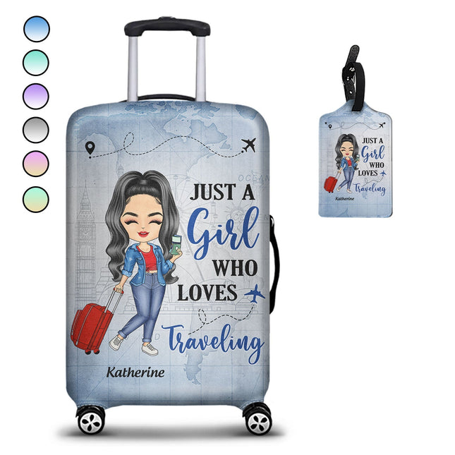 Just A Girl Boy Who Loves Traveling  - Personalized Combo Luggage Cover And Luggage Tag