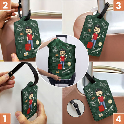 Travel Is My Therapy - Personalized Combo Luggage Cover And Luggage Tag
