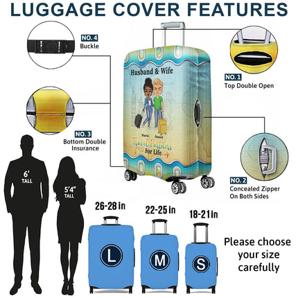 Husband & Wife Travel Partners For Life - Personalized Combo Luggage Cover And Luggage Tag