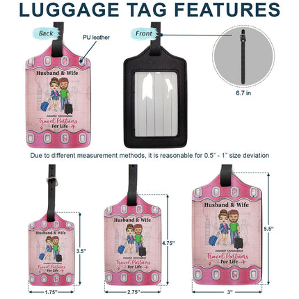 Husband & Wife Travel Partners For Life - Personalized Combo Luggage Cover And Luggage Tag
