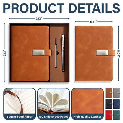 Camping Couple The Adventure Begins - Personalized Leather Notebook Set