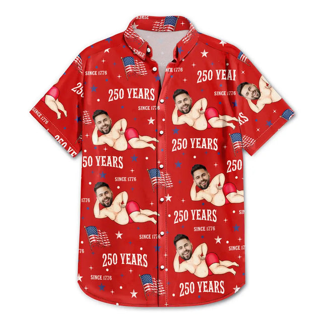Custom Photo Star & Stripes 250 Years Anniversary Funny Man Woman - Personalized Hawaiian Shirt