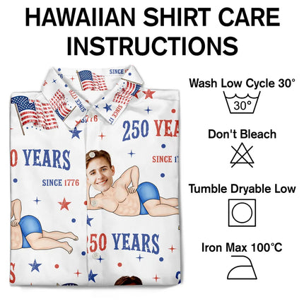 Custom Photo Star & Stripes 250 Years Anniversary Funny Man Woman - Personalized Hawaiian Shirt