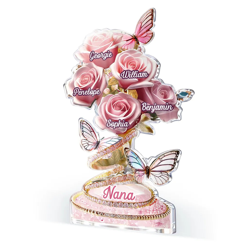 Handpicked Just For Mom Grandma 3D Crystal Effect Roses - Personalized Acrylic Plaque