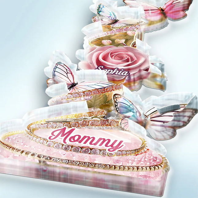 Handpicked Just For Mom Grandma 3D Crystal Effect Roses - Personalized Acrylic Plaque