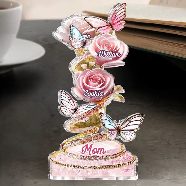 Handpicked Just For Mom Grandma 3D Crystal Effect Roses - Personalized Acrylic Plaque