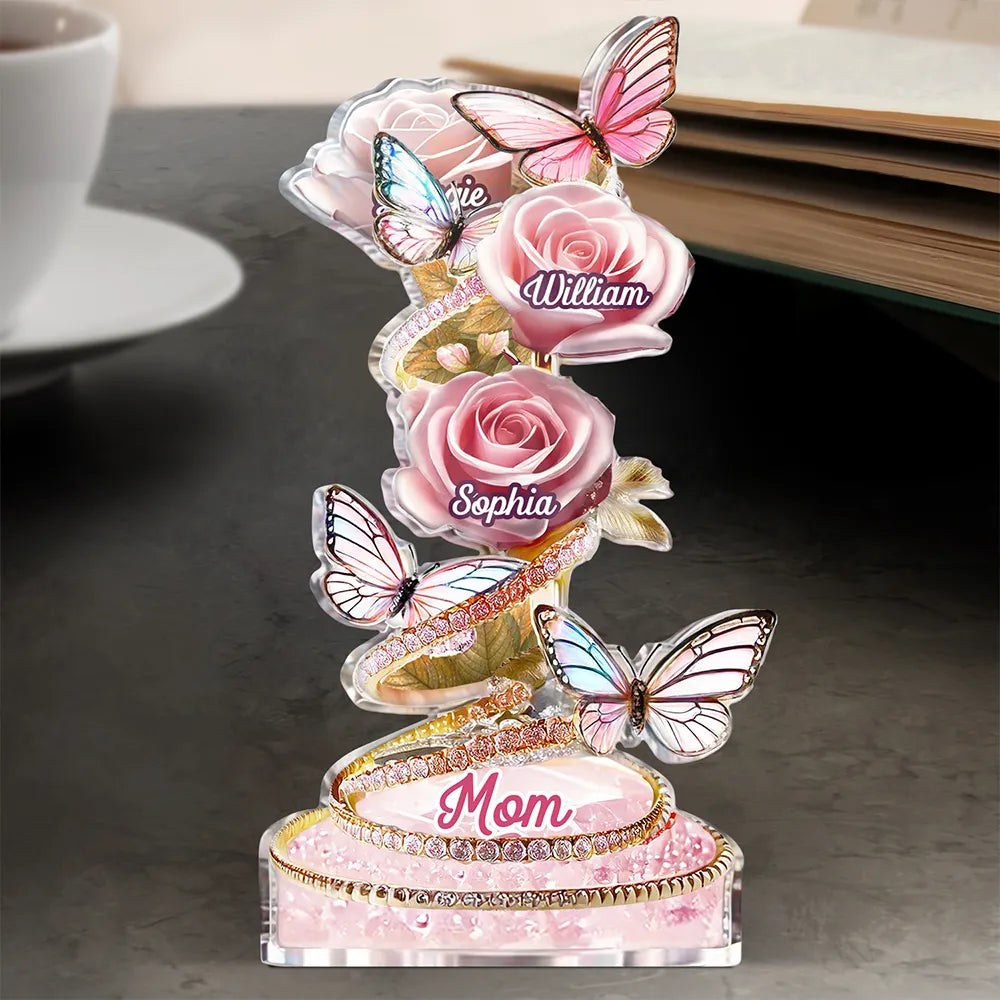 Handpicked Just For Mom Grandma 3D Crystal Effect Roses - Personalized Acrylic Plaque