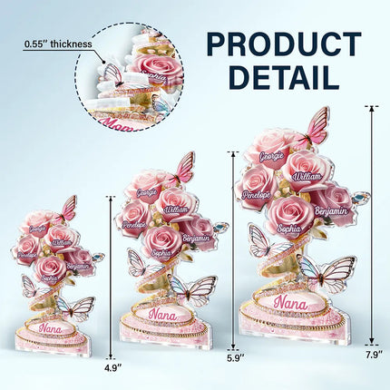 Handpicked Just For Mom Grandma 3D Crystal Effect Roses - Personalized Acrylic Plaque