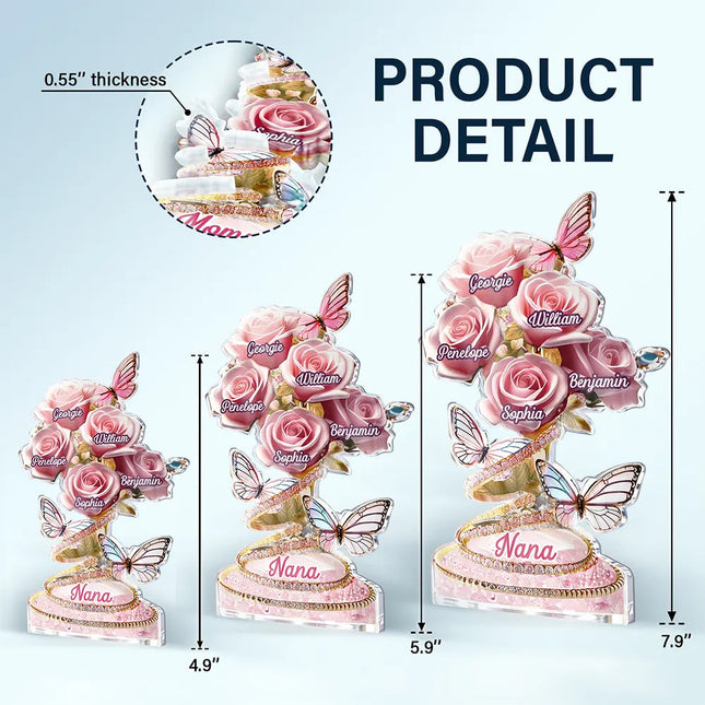 Handpicked Just For Mom Grandma 3D Crystal Effect Roses - Personalized Acrylic Plaque