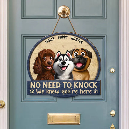 No Need To Knock 3D Effect Pets - Personalized Custom Shaped Wood Sign
