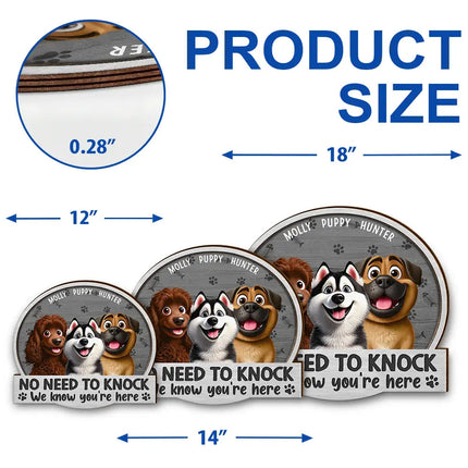 No Need To Knock 3D Effect Pets - Personalized Custom Shaped Wood Sign