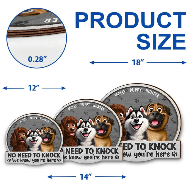 No Need To Knock 3D Effect Pets - Personalized Custom Shaped Wood Sign