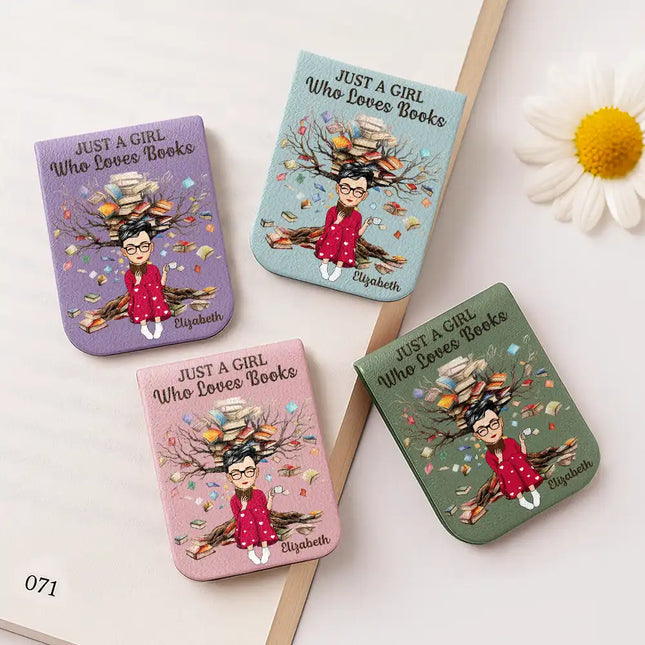 Just One More Chapter Girl Who Loves Books - Personalized Leather Magnetic Bookmark