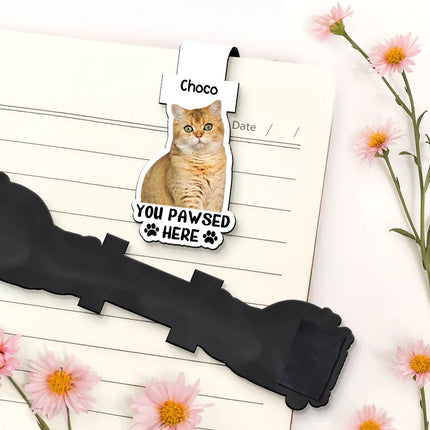Custom Photo Watercolor Realistic Pet Lovers You Pawsed Here - Personalized Custom Shaped Magnetic Bookmark Clip