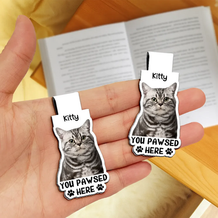 Custom Photo Watercolor Realistic Pet Lovers You Pawsed Here - Personalized Custom Shaped Magnetic Bookmark Clip