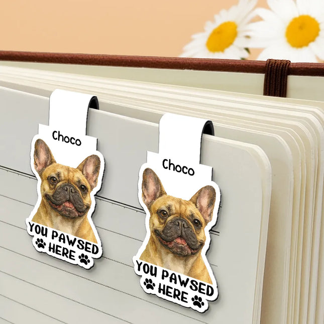 Custom Photo Watercolor Realistic Pet Lovers You Pawsed Here - Personalized Custom Shaped Magnetic Bookmark Clip