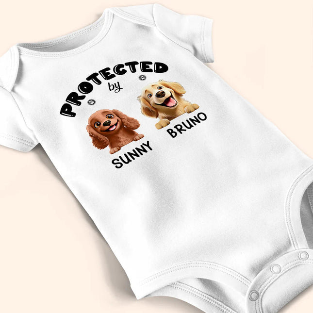 Protected By 3D Effect Dog - Personalized Baby Onesie