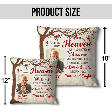 A Hug From Heaven - Personalized Photo Pillow - Gift For Memorial