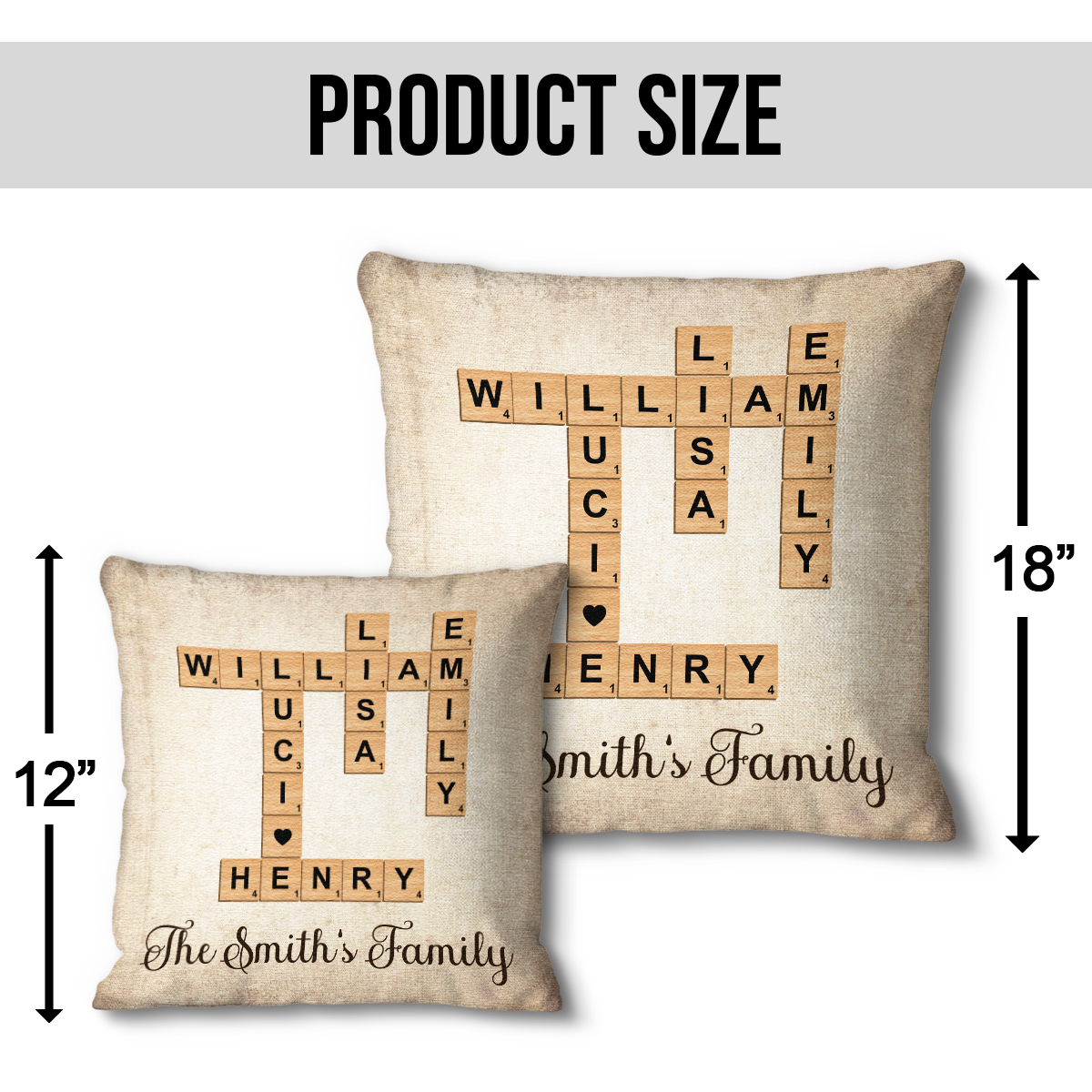 Family Christmas Decor Crossword Puzzle Art - Personalized Pillow