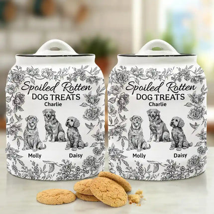 Spoiled Rotten Dog Treats Chinoiserie Toile Dog - Personalized Cookie Jar