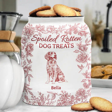 Spoiled Rotten Dog Treats Chinoiserie Toile Dog - Personalized Cookie Jar