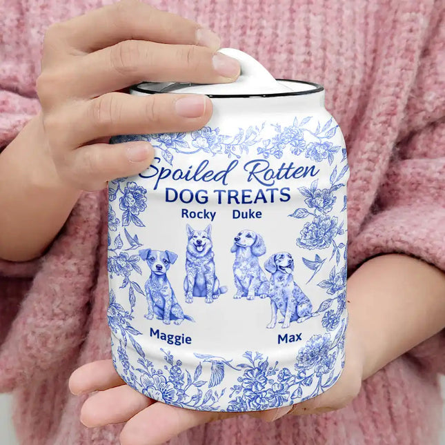 Spoiled Rotten Dog Treats Chinoiserie Toile Dog - Personalized Cookie Jar