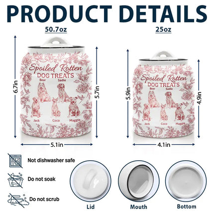 Spoiled Rotten Dog Treats Chinoiserie Toile Dog - Personalized Cookie Jar