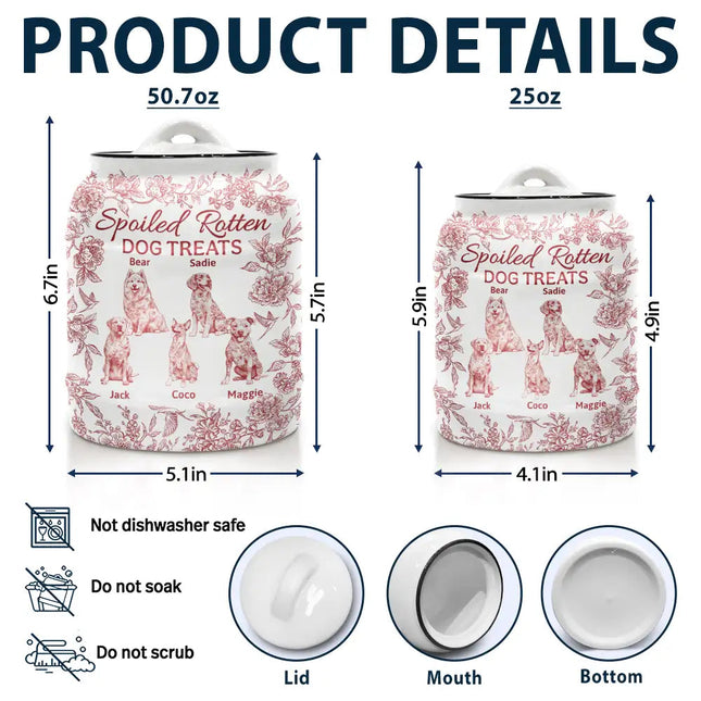 Spoiled Rotten Dog Treats Chinoiserie Toile Dog - Personalized Cookie Jar