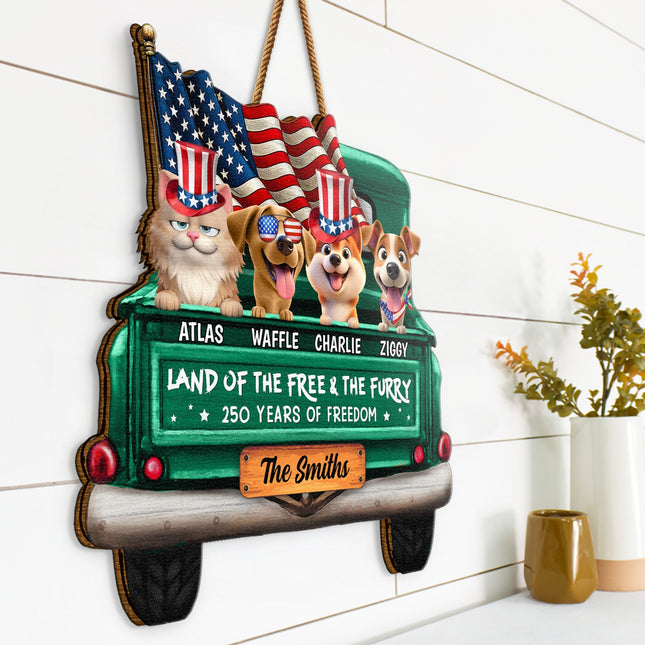 Star & Stripes Red White Woof 250 Years Of Freedom - Personalized Custom Shaped Wood Sign