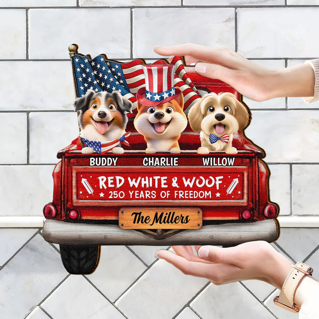 Star & Stripes Red White Woof 250 Years Of Freedom - Personalized Custom Shaped Wood Sign