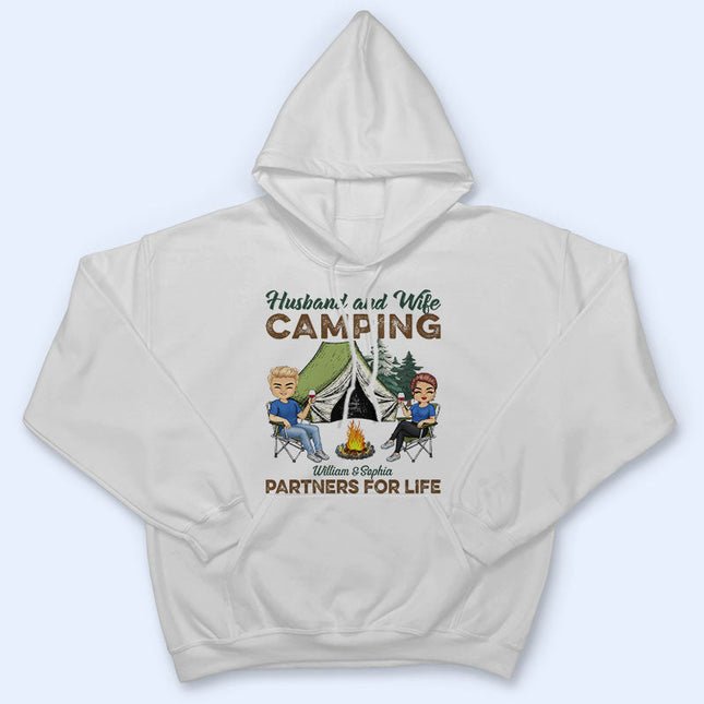 Camping Partners For Life Husband Wife - Personalized Custom T Shirt