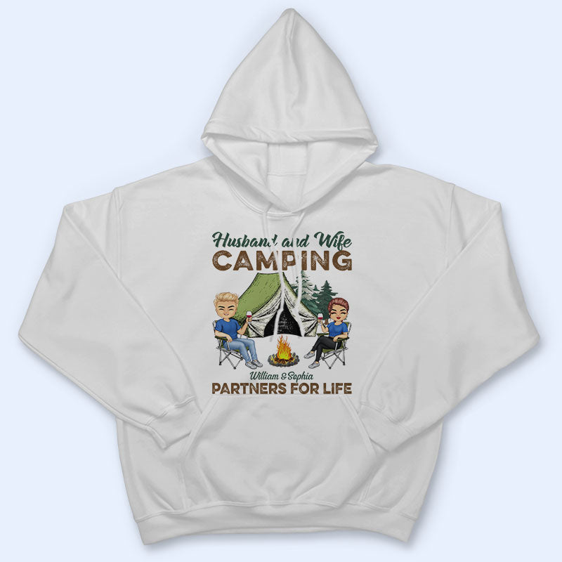 Camping Partners For Life Husband Wife - Personalized Custom T Shirt