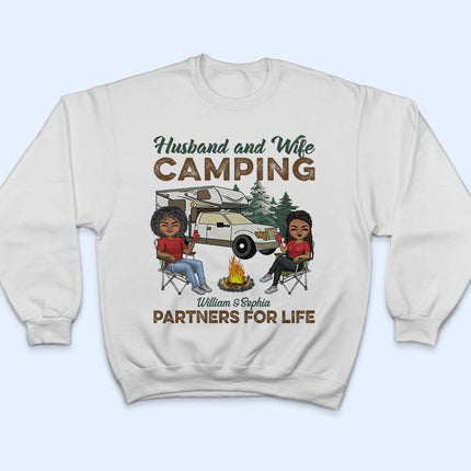 Camping Partners For Life Husband Wife - Personalized Custom T Shirt
