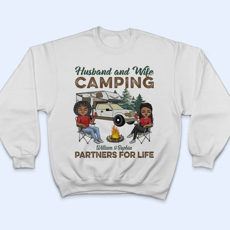 Camping Partners For Life Husband Wife - Personalized Custom T Shirt