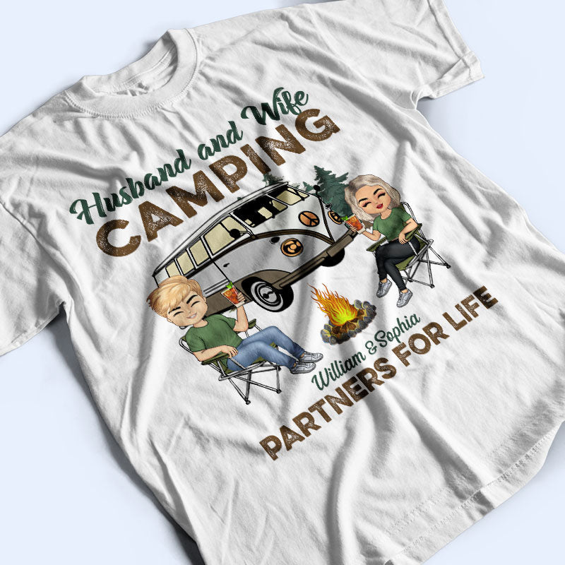 Camping Partners For Life Husband Wife - Personalized Custom T Shirt