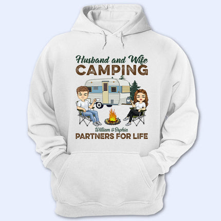 Camping Partners For Life Husband Wife - Personalized Custom T Shirt