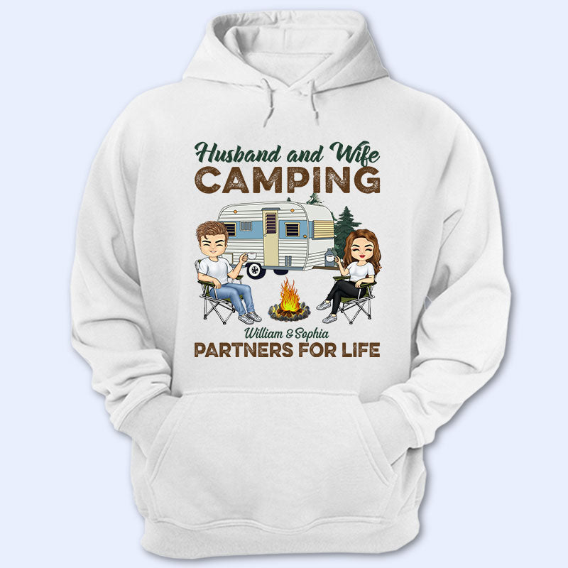 Camping Partners For Life Husband Wife - Personalized Custom T Shirt