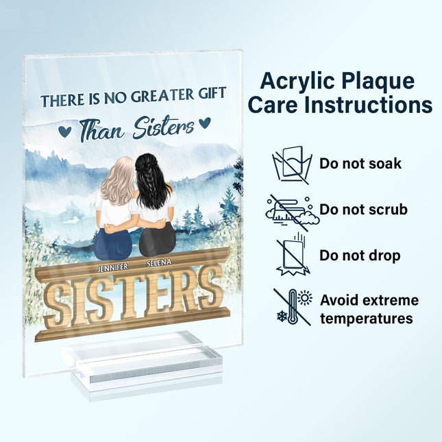 Sisters Forever Never Apart - Gift For Sisters And Best Friends - Personalized Acrylic Plaque