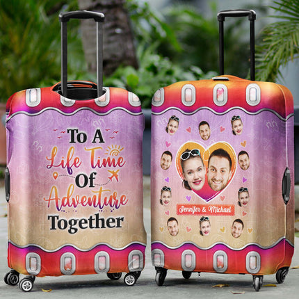 Custom Photo Husband & Wife Travel Partners For Life - Personalized Custom Luggage Cover