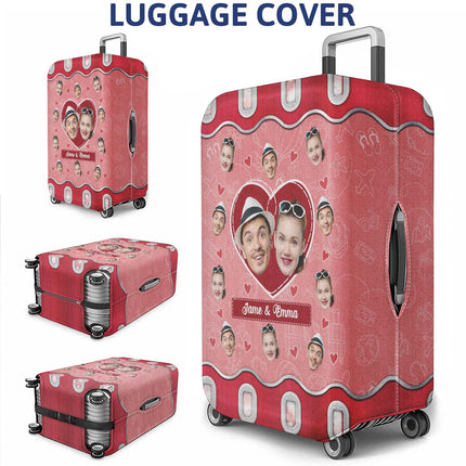 Custom Photo Husband & Wife Travel Partners For Life - Personalized Custom Luggage Cover