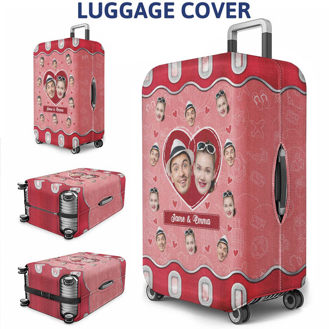 Custom Photo Husband & Wife Travel Partners For Life - Personalized Custom Luggage Cover