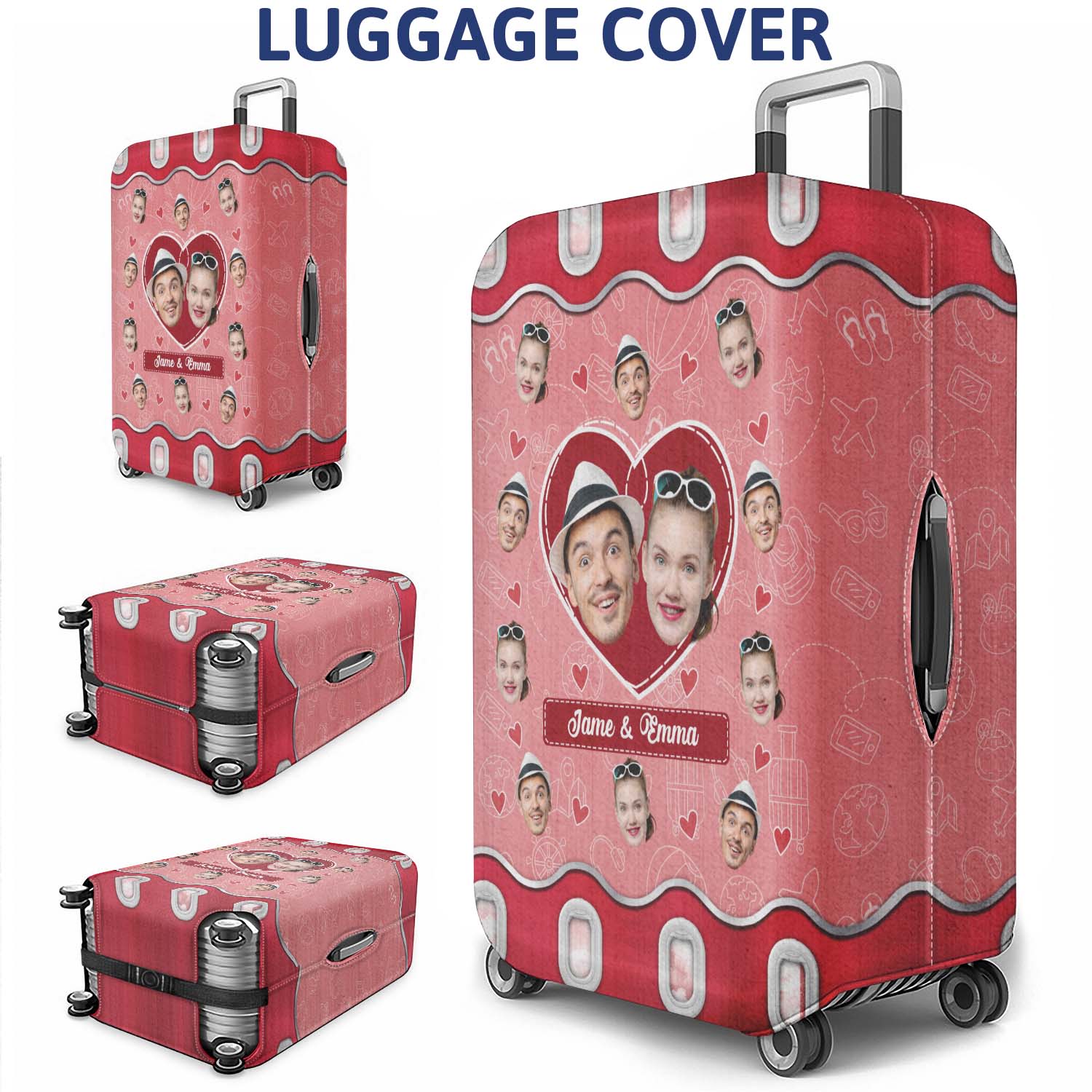 Custom Photo Husband & Wife Travel Partners For Life - Personalized Custom Luggage Cover