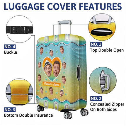 Custom Photo Husband & Wife Travel Partners For Life - Personalized Custom Luggage Cover