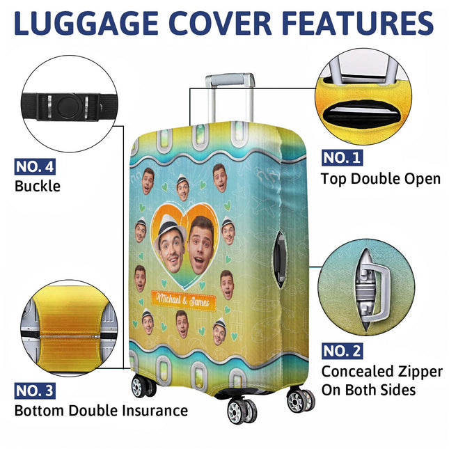 Custom Photo Husband & Wife Travel Partners For Life - Personalized Custom Luggage Cover