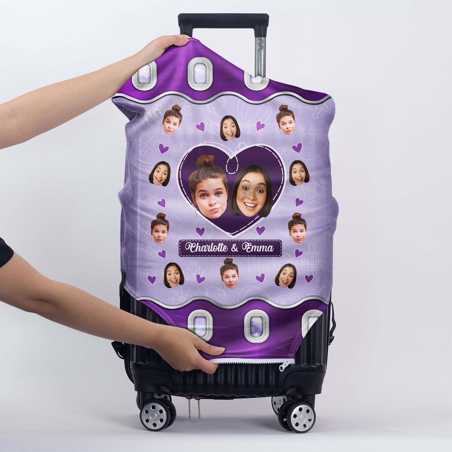 Custom Photo Husband & Wife Travel Partners For Life - Personalized Custom Luggage Cover