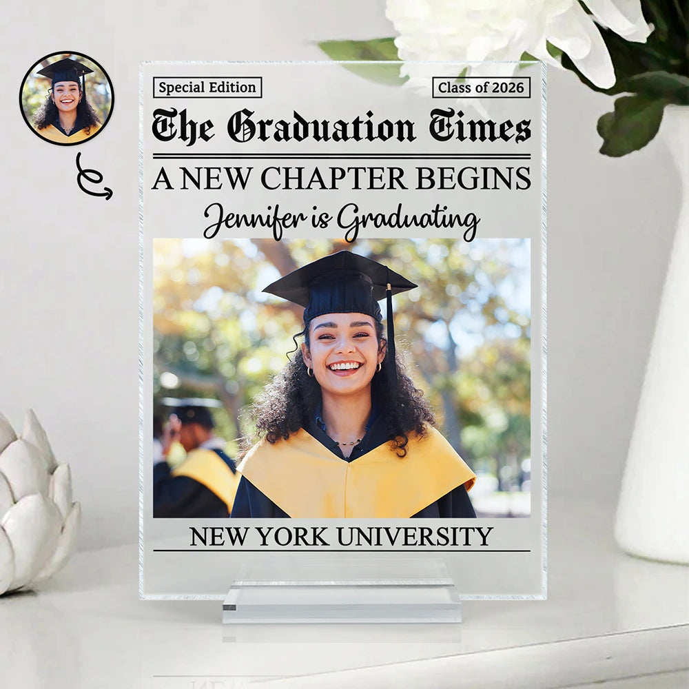 Custom Photo Graduation Newspapers - Personalized Acrylic Plaque