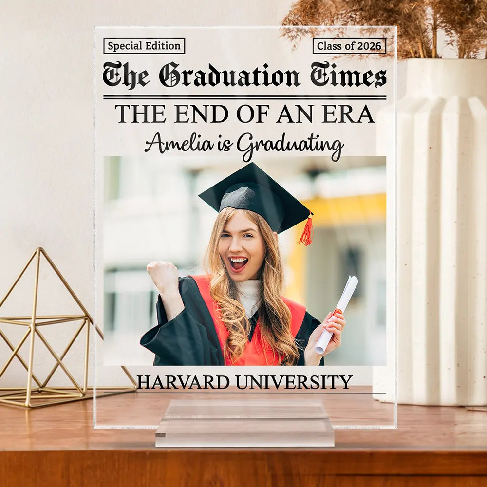 Custom Photo Graduation Newspapers - Personalized Acrylic Plaque