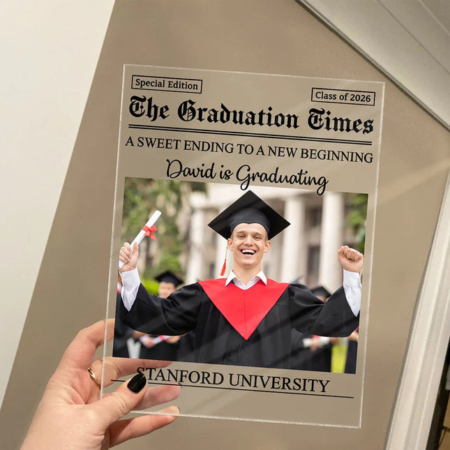 Custom Photo Graduation Newspapers - Personalized Acrylic Plaque