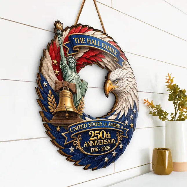 3D Effect Eagle America 250th Anniversary - Personalized Custom Shaped Wood Sign